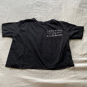 A black crop top from the brand reserved in a size small